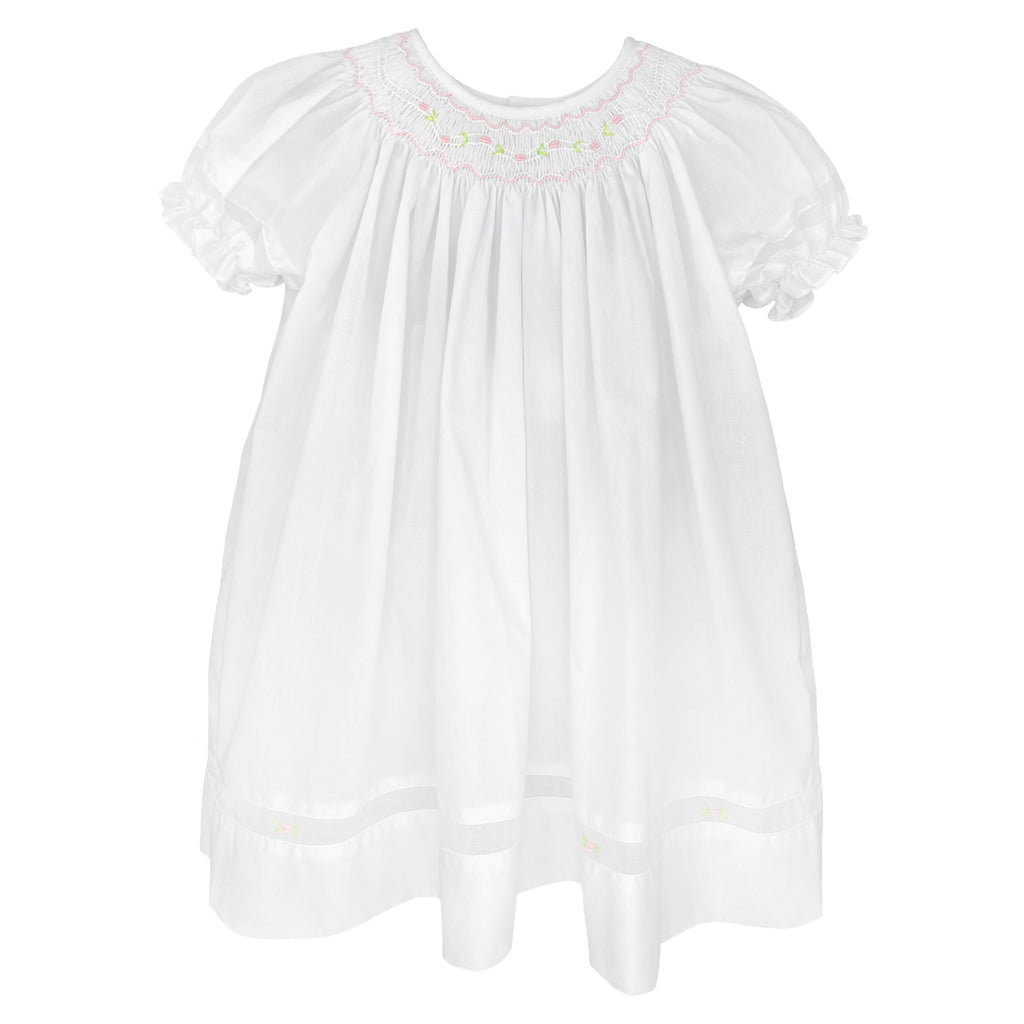 Smocked Daygown with Voile Insert - Petit Ami & Zubels All Baby! Dress